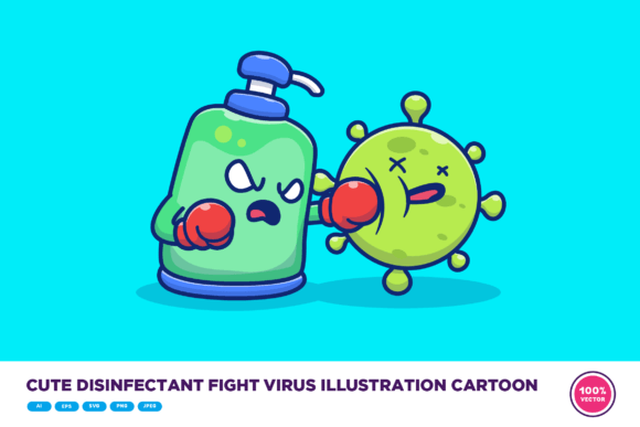 Cute Disinfectant Fight Virus Graphics