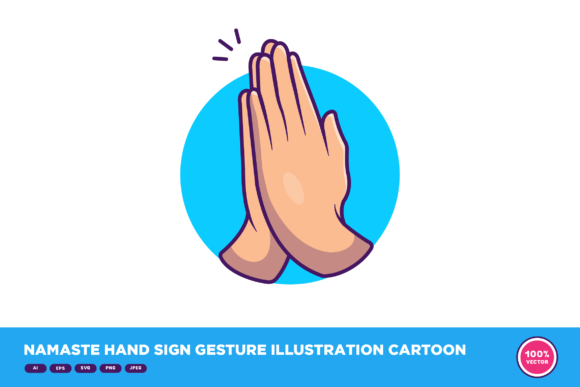Graphic Design Asset: Namaste Hand Sign Gesture Illustration