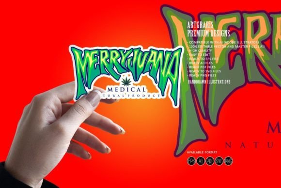 Marijuana Word Hand Lettering Typography Graphics