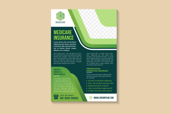 Medicare Insurance Vertical Flyer Green Graphics and Print Templates