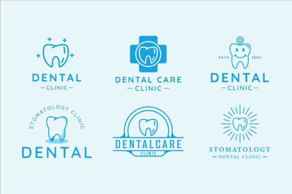 Set of Dental Clinic Tooth Logo Vector