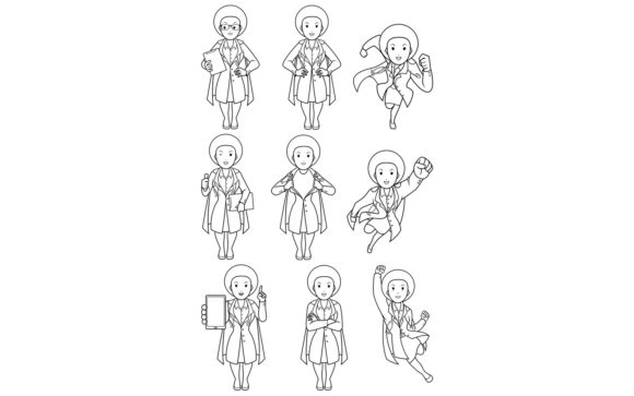 Super Doc African Female Line Art